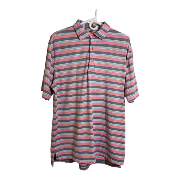 Peter Millar mens summer comfort polo half button shirt striped Golf Medium - Picture 6 of 8